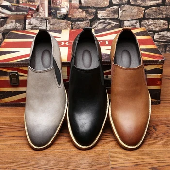 Pánske Topánky Ukázal Prst Veľké Retro Britský Štýl Podnikania Bežné Formálne Kožené Topánky pre Mužov Zapatos De Hombre