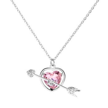 S2904 Módne Šperky Šípku Srdce Ružová Láska Prívesok Náhrdelník Ženy Choker Náhrdelníky