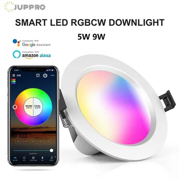 Smart DownLight Bluetooth Oka LED Ceil Svetlo RGB Reflektor LED Reflektor Diaľkové Ovládanie Stmievateľné 5W 9W 110V 220V Synchronizácia Hudby