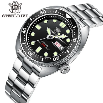 STEELDIVE 6105-8110 Kráľ Korytnačka Abalone Dive Watch Mužov 20Bar Kalendár zväčšovacie sklo NH36 Automatický Pohyb Mechanické náramkové hodinky