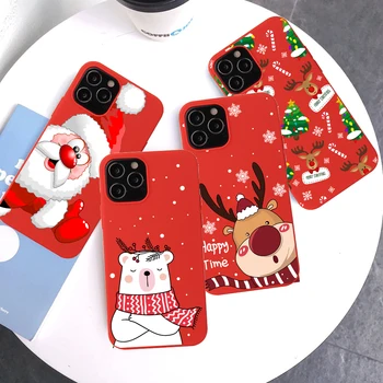Veselé Vianoce Červený Telefón puzdro Pre iPhone 11 12 Pro Max 6 7 8 Plus SE Santa Claus púzdra Pre iPhone 13 XR X XS Nový Rok Kryt