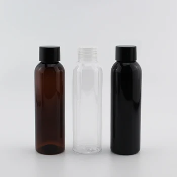 Veľkoobchod 50pcs 120ml Plastové Prázdne čierna hnedá šampón fľaše plastové sprcha skrutkovací uzáver fľaše Prázdne cestovné kozmetika kontajner