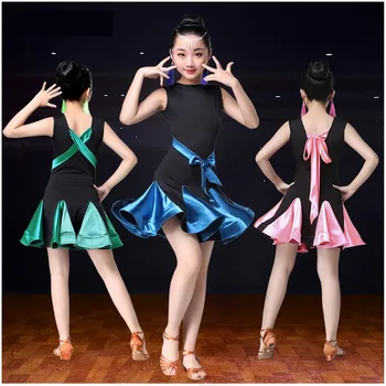 Vysoká kvalita Dievčatá latinské Tanečné Šaty Deti Profesionálna tanečná Sála Cha Cha Samba Tanec Výkon Oblečenie 5 druh farby