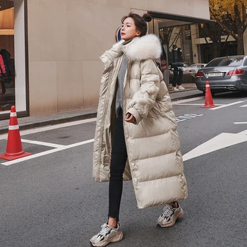 Zimné 2022 Žena Kórejský Zips Umelú Kožušinu S Kapucňou Dlhý Parker Coats Módne Príležitostné Voľné Pribrala Teplé Nadrozmerné Dámske Bundy