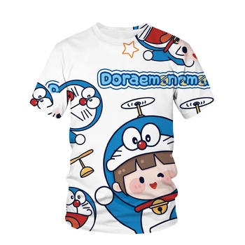 Zábavné, Roztomilé T-Shirt Doraemon 3D Tlač Lete Bežné Okrúhlym Výstrihom, Krátky Rukáv Deti Oblečenie Cartoon T-Shirt Pánske/Dámske tričko