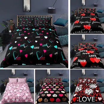Ženy Móda 3D Romantická Láska Design Pattern Tlač posteľná bielizeň Sady Perinu+obliečka na Vankúš Jeden Twin Kráľovná King Bed Set 6 Štýl